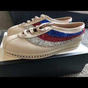 calfskin glitter crystal womens falacer sneakers